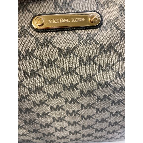MICHAEL KORS, GRAY BLACK LEATHER SIGNATURE PRINT SHOULDER BAG - Picture 10 of 15